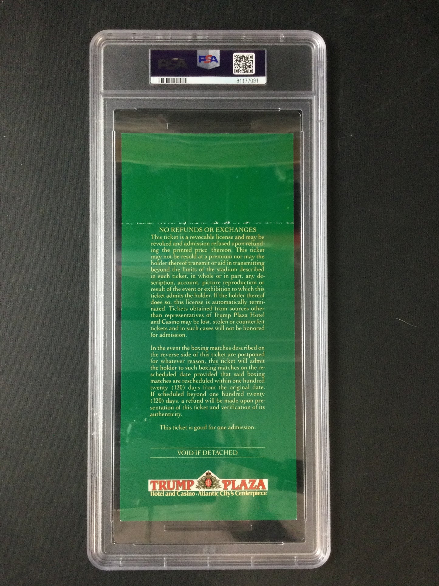 Mike Tyson vs. Larry Holmes Gold Border Full Ticket, Signed by Tyson PSA 7, 1988 Boxing RARE