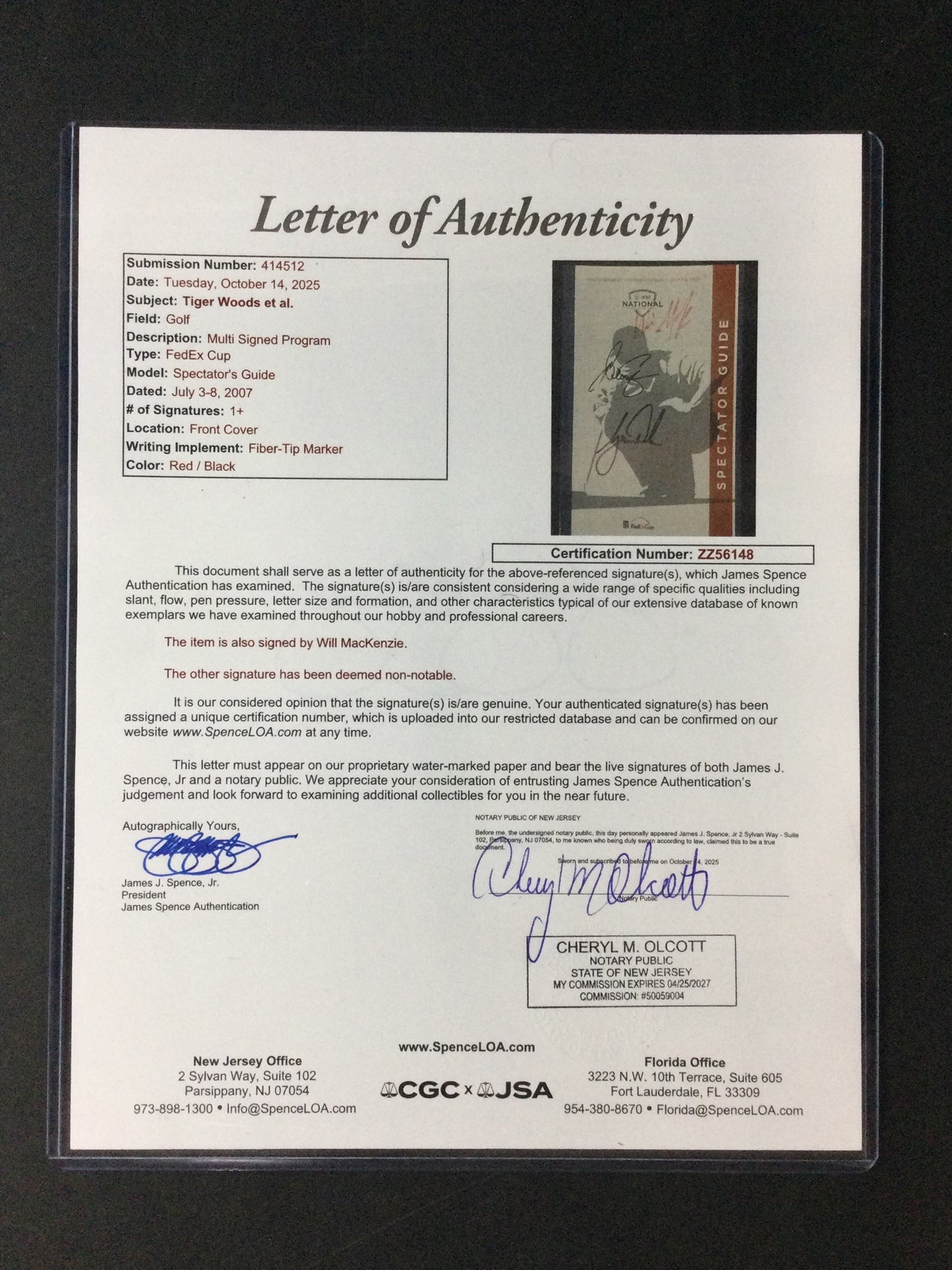 Tiger Woods SIGNED AT&T Invitational Program Guide at Congressional in 2007 JSA LOA