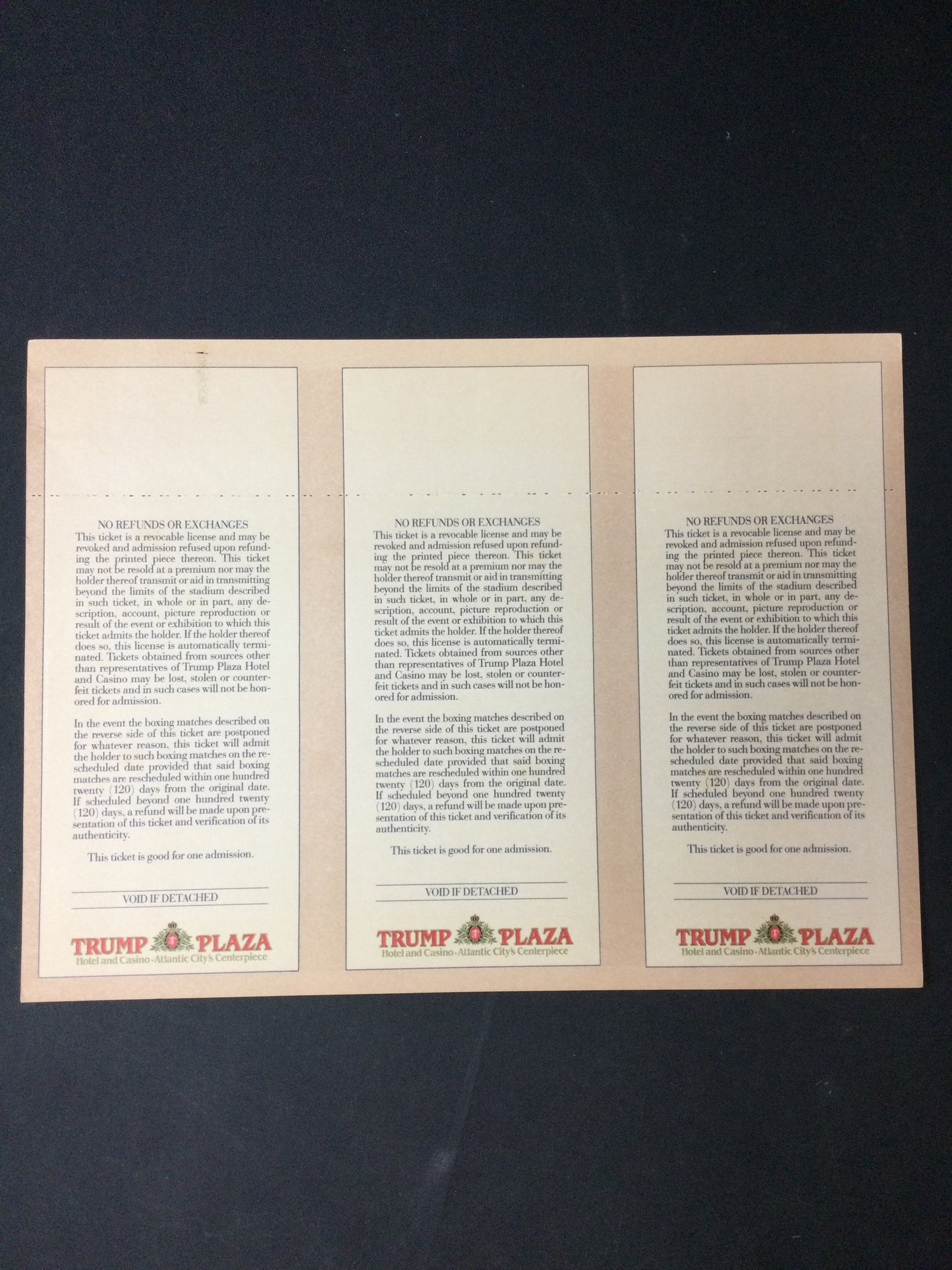 Mike Tyson vs Spinks Title KO VIP GOLDEN RINGSIDE Lot of 3 Uncut Sheet RARE Boxing