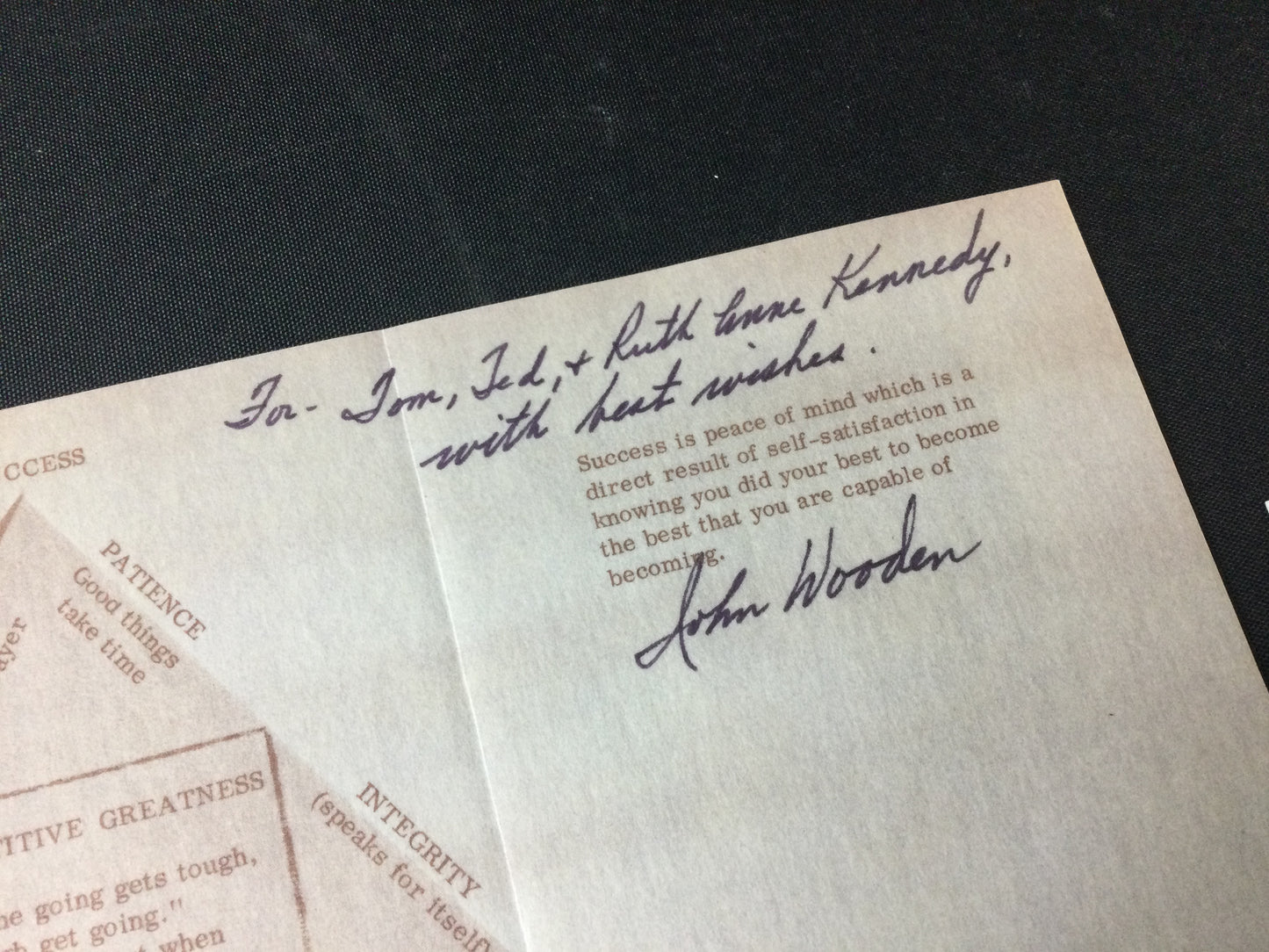 John Wooden Pyramid Of Success UCLA Coach original and Signed JSA Cert