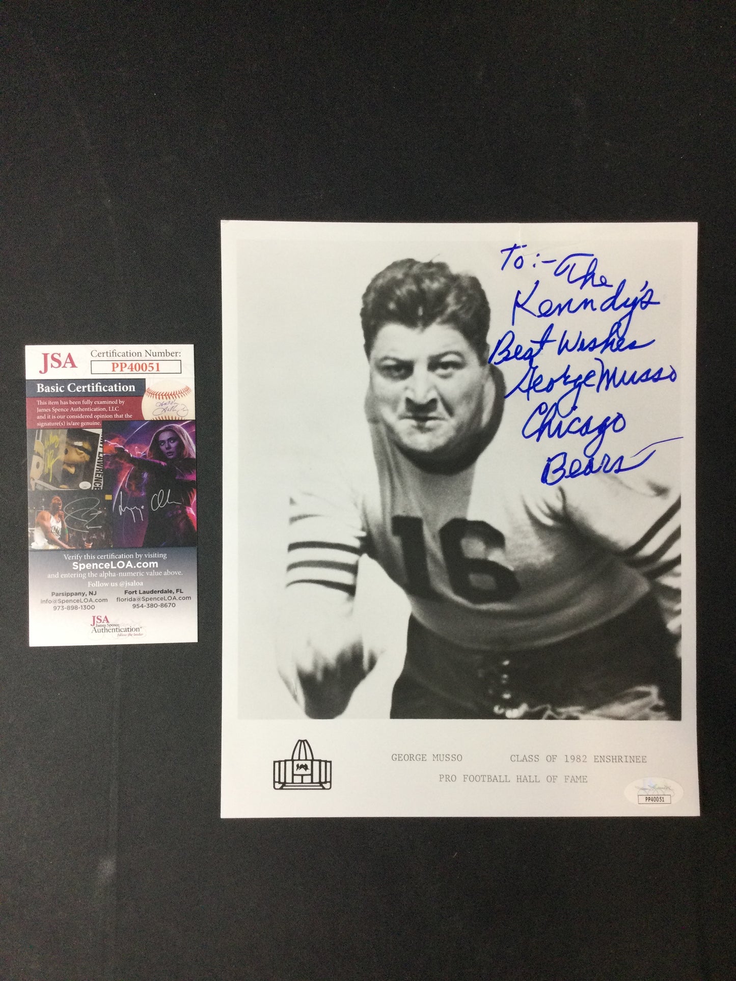 George Musso Signed 8x10 Chicago Bears 1930's original Monsters of the Midway HOF JSA