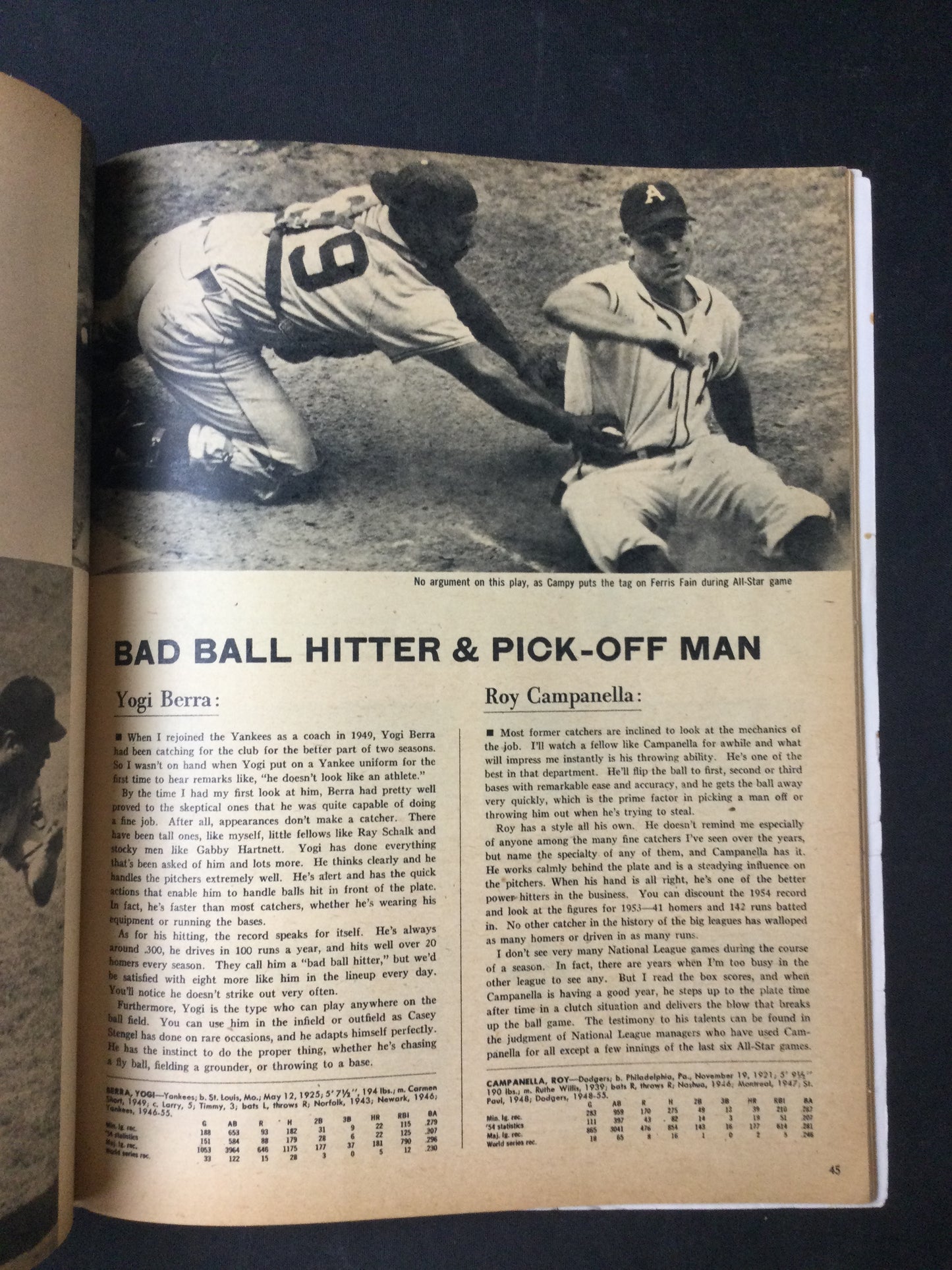 Yogi Berra 1955 Baseball Who's Who in the Big Leagues Magazine New York Yankees