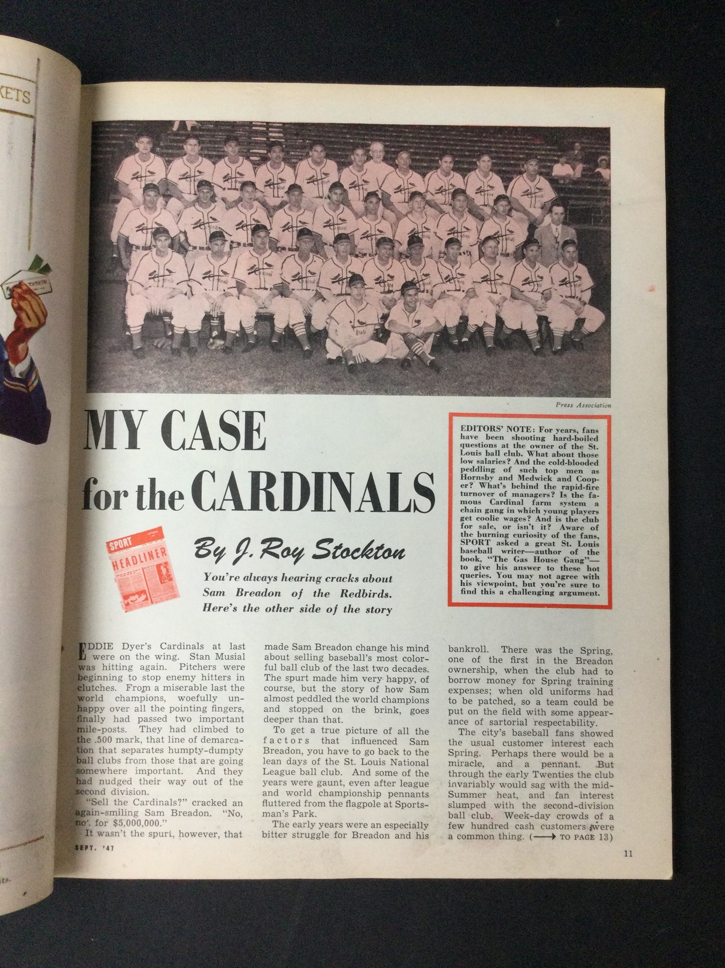 Joe DiMaggio Brothers 1951 Sport Magazine Red Sox and Yankees, story of two brothers