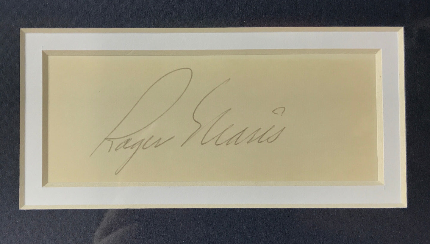 Roger Maris Signed cut with Photo, Professionally Framed with JSA LOA RARE