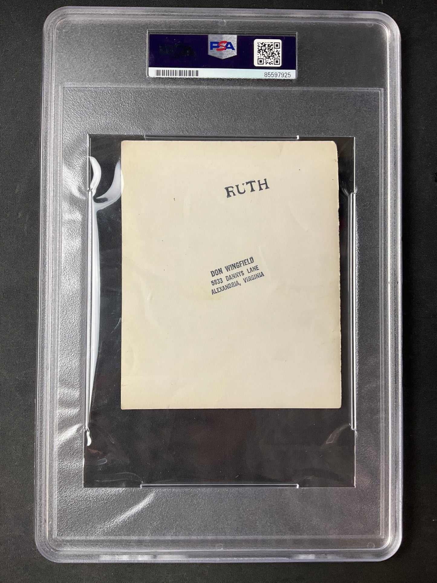 Babe Ruth PSA Type 4 Original Photo 1930s Yankees from Don Wingfield during the 1960's