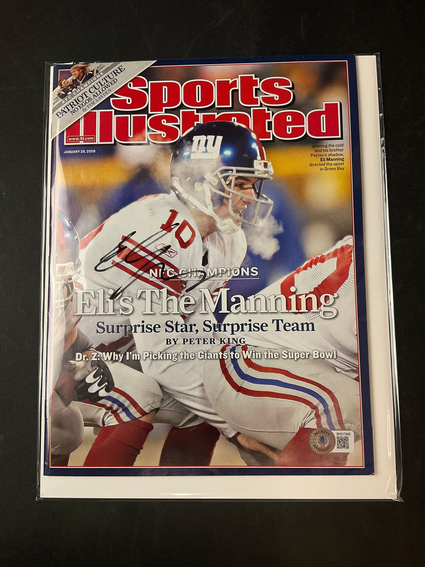 Eli Manning Signed Sports Illustrated NFL Beckett Certified Auto New York Giants
