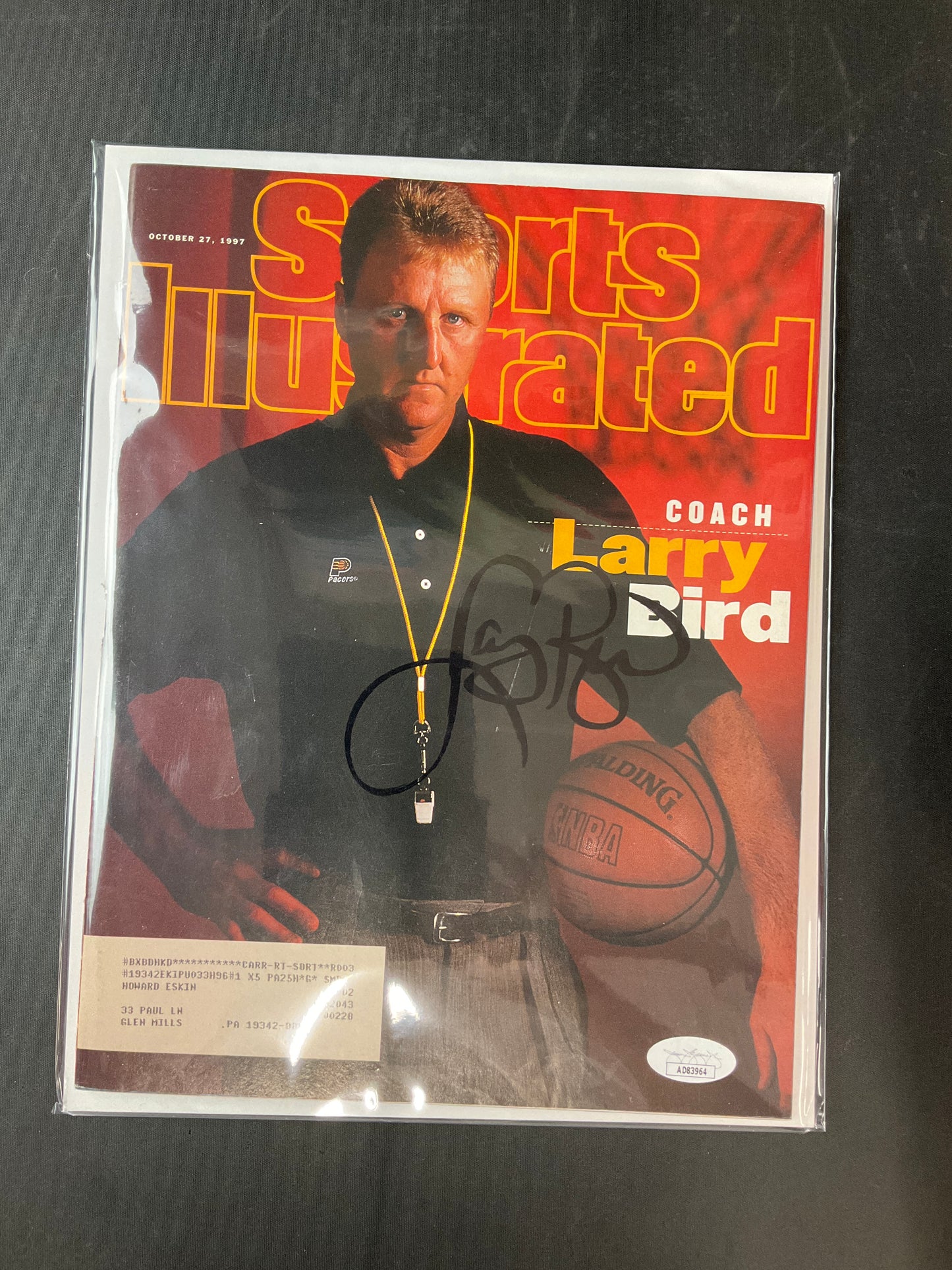 Larry Bird Signed Sports Illustrated NBA JSA Certified Auto Indiana Pacers Celtics