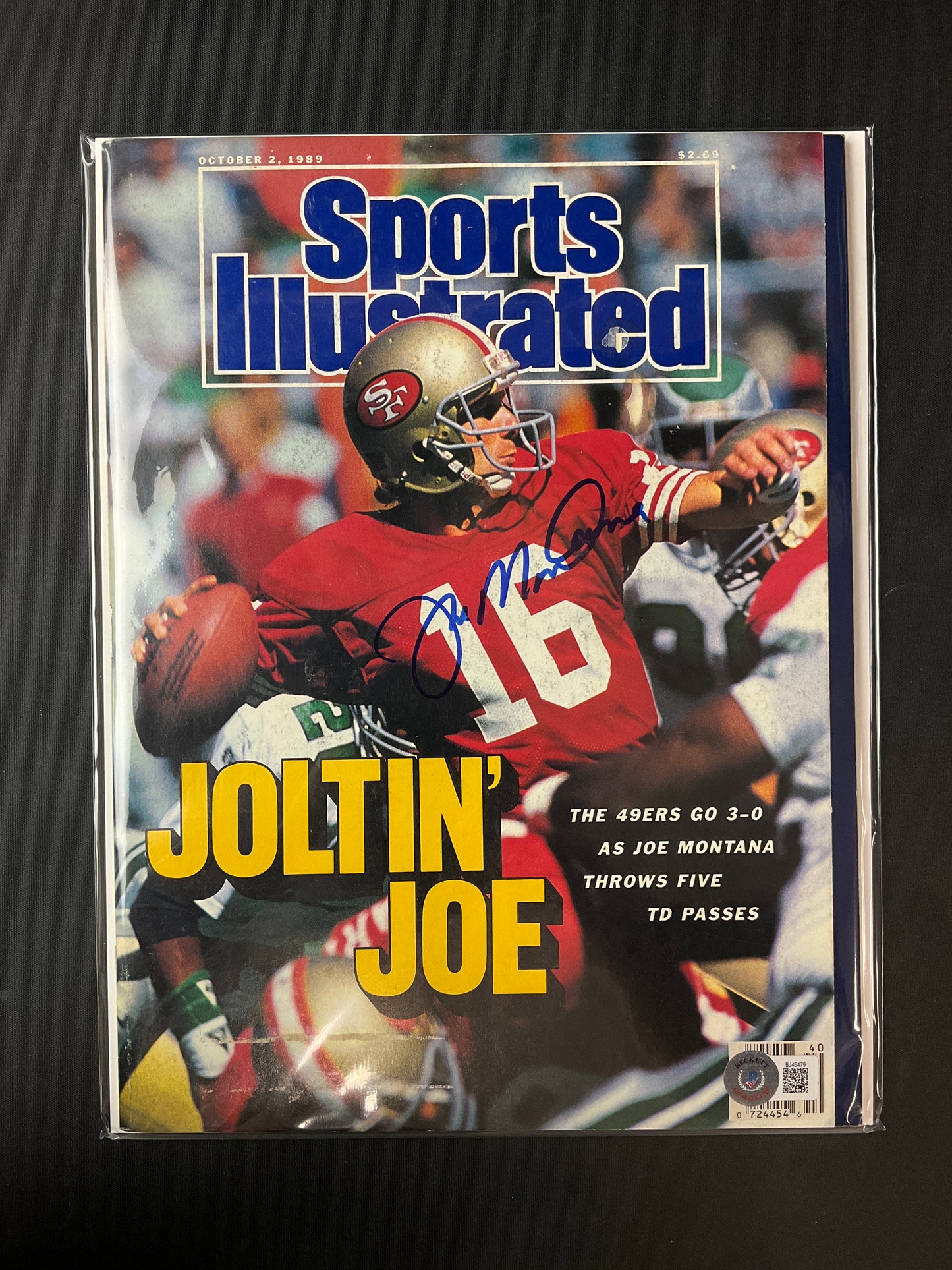 Joe Montana Sports Illustrated NFL Beckett Certified Auto San Francisco 49ers 1989