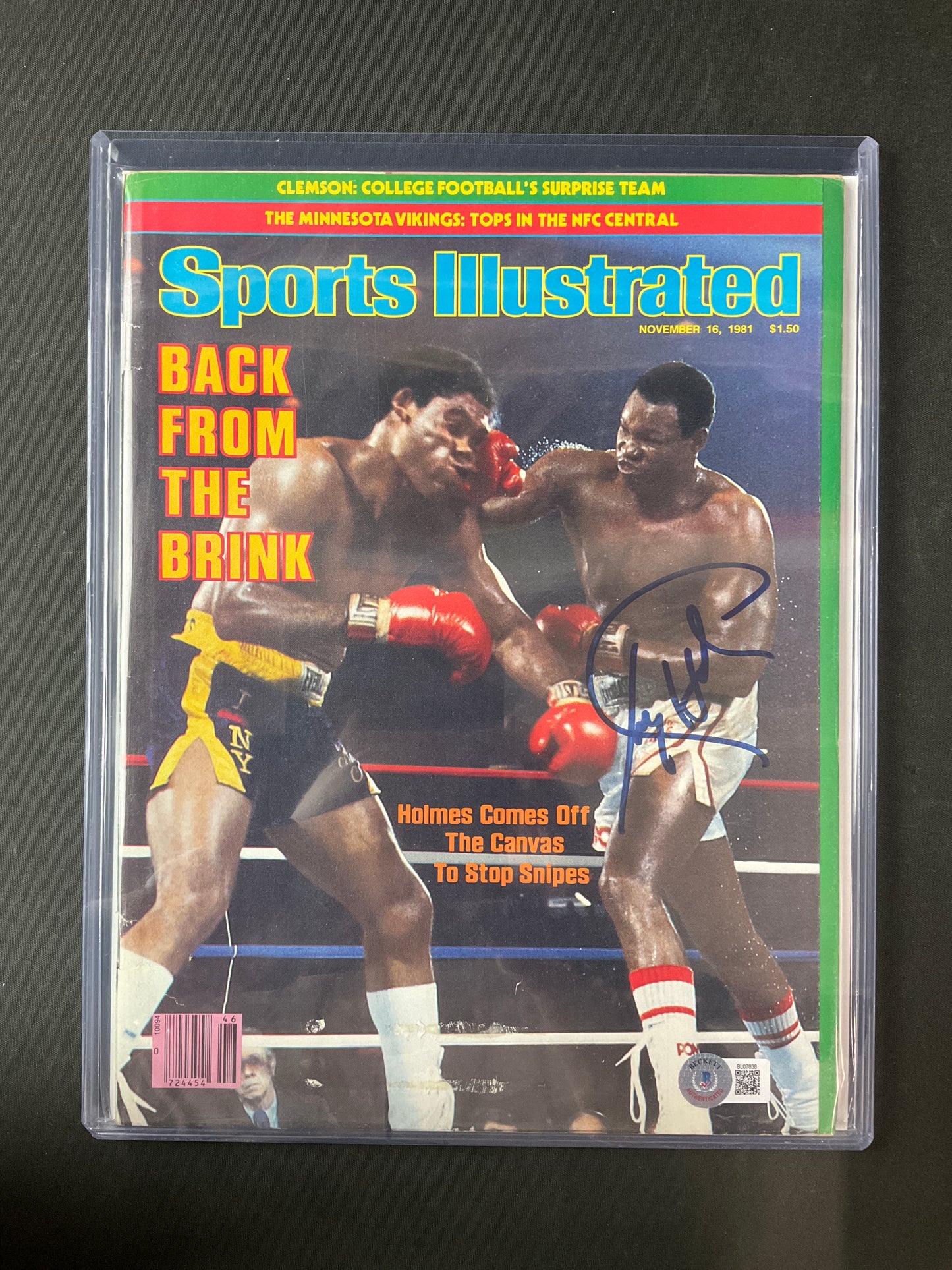 Larry Holmes Sports Illustrated Boxing Beckett Certified Auto 1981