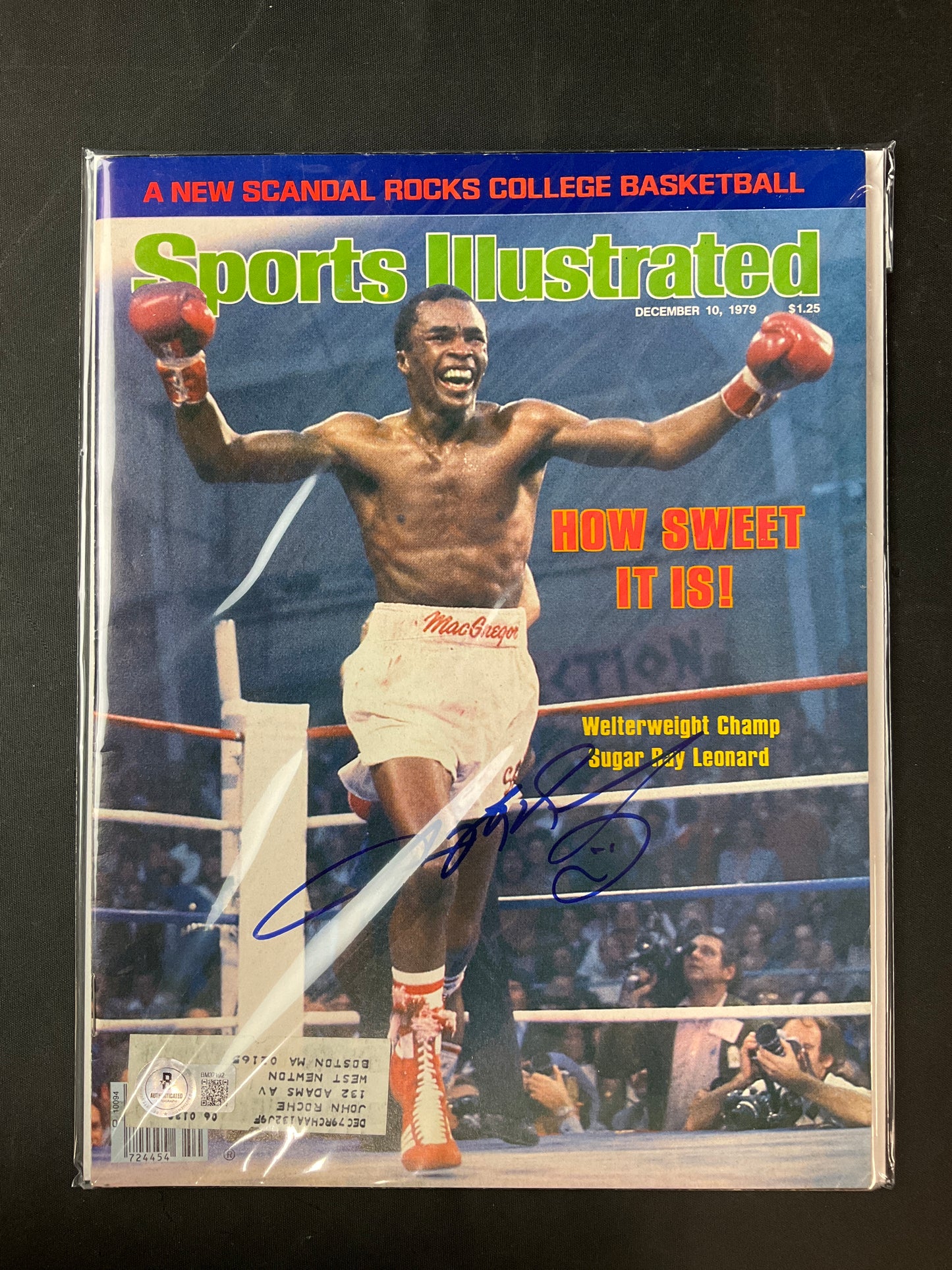 Sugar Ray Leonard Sports Illustrated Boxing Beckett Certified Auto 1979