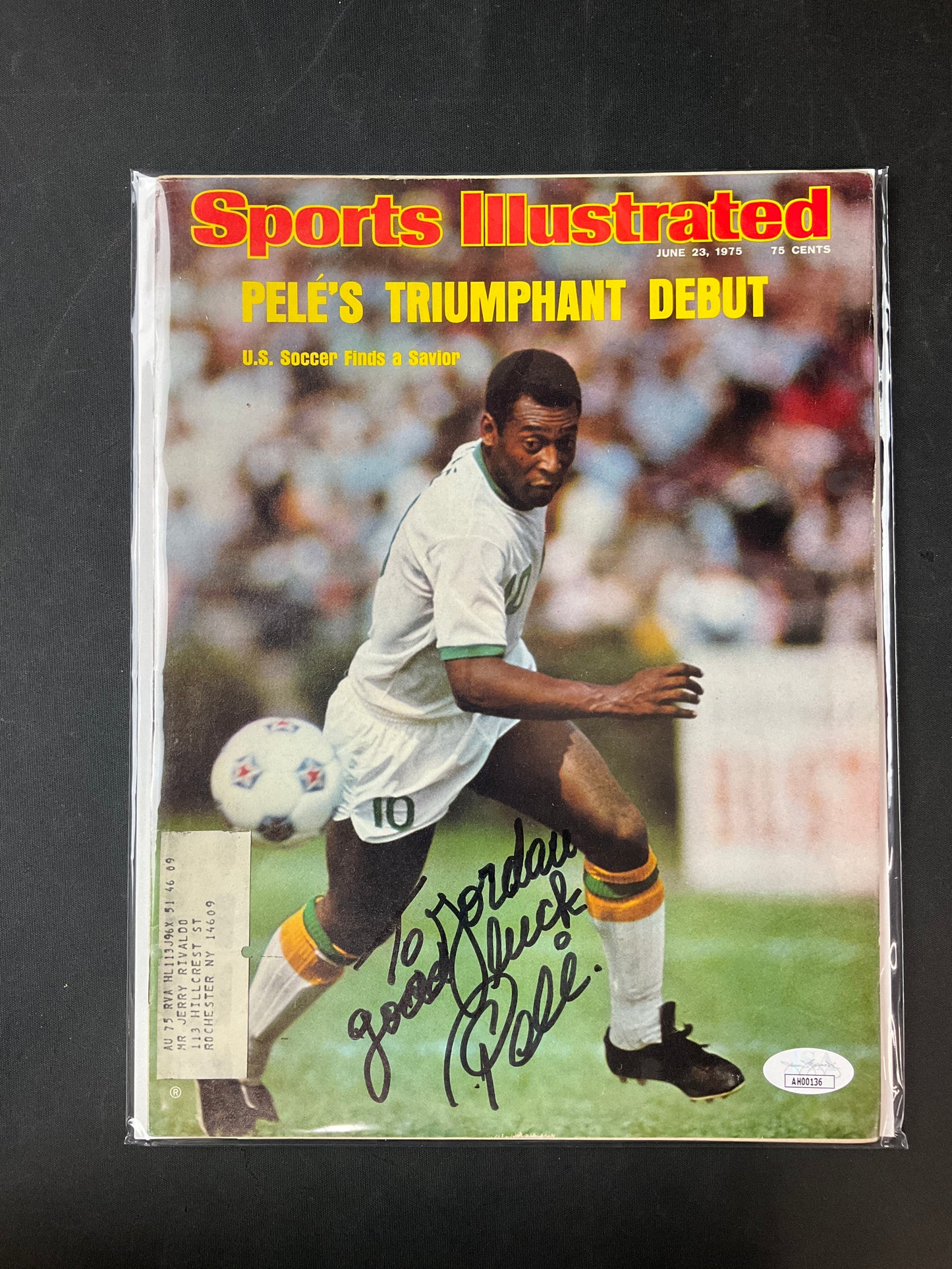 Pele Signed Sports Illustrated Soccer JSA Certified Auto 1975