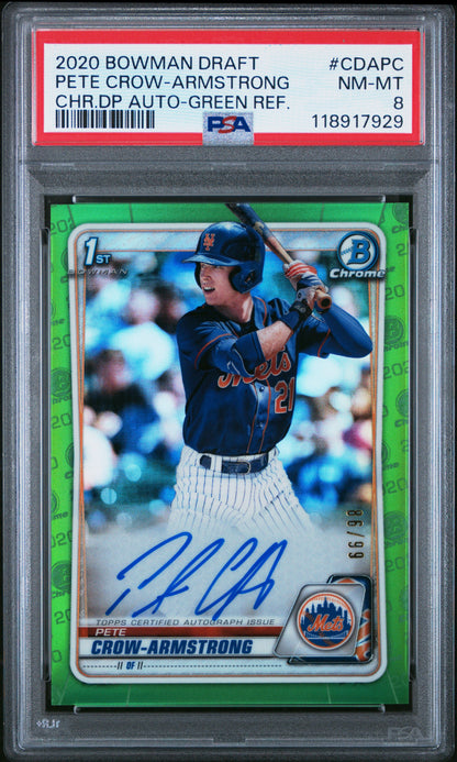 Pete Crow-Armstrong Green Refractor PSA 8 1st Bowman AUTO /99!