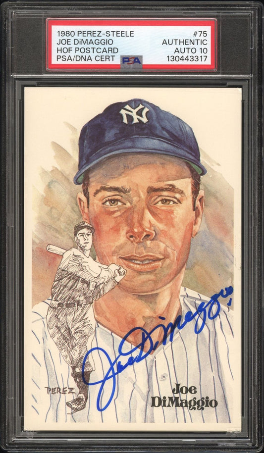 Joe DiMaggio 1980 Perez Steele Postcard Signed PSA/DNA Auto 10 GEM MINT!