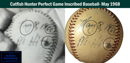 Jim "Catfish" Hunter Perfect Game Baseball Final Pitch 1968 Photo Match, 9th Perfect Game in Baseball History