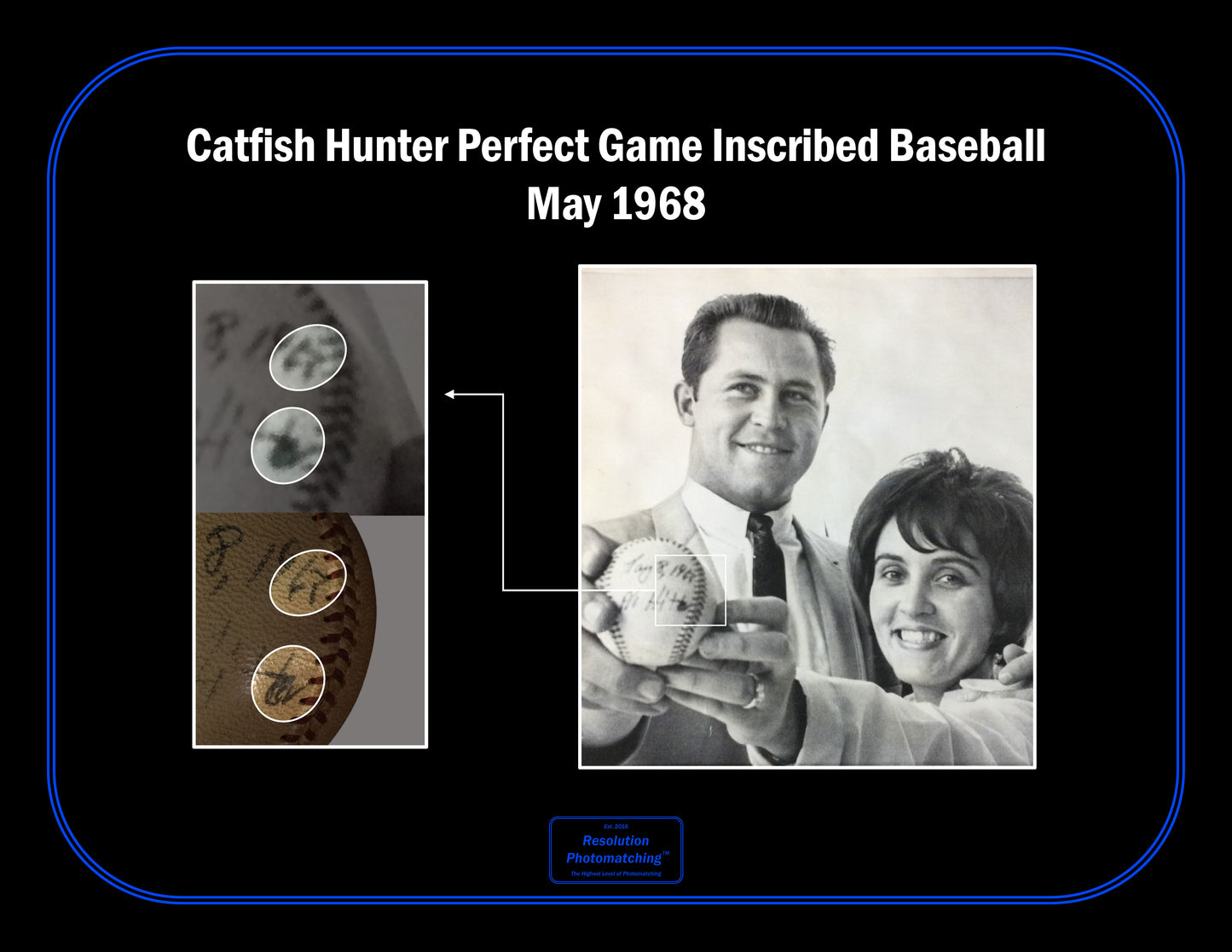 Jim "Catfish" Hunter Perfect Game Baseball Final Pitch 1968 Photo Match, 9th Perfect Game in Baseball History