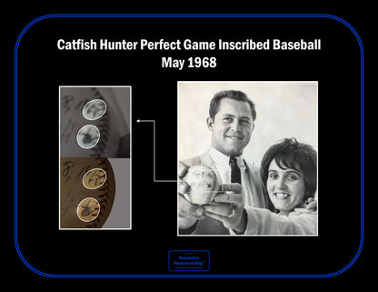 Jim "Catfish" Hunter Perfect Game Baseball Final Pitch 1968 Photo Match, 9th Perfect Game in Baseball History
