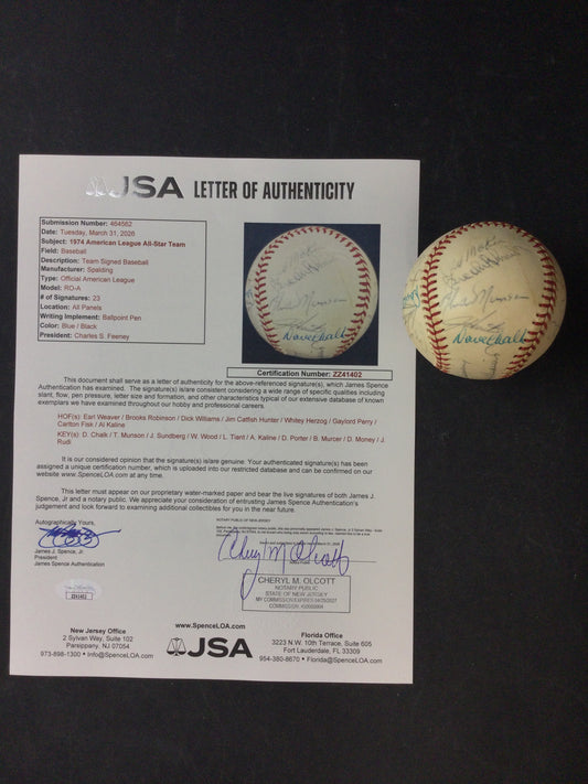 Thurman Munson Signed Baseball 1974 All-Star Spalding Baseball w/Fisk, Kaline, Weaver++