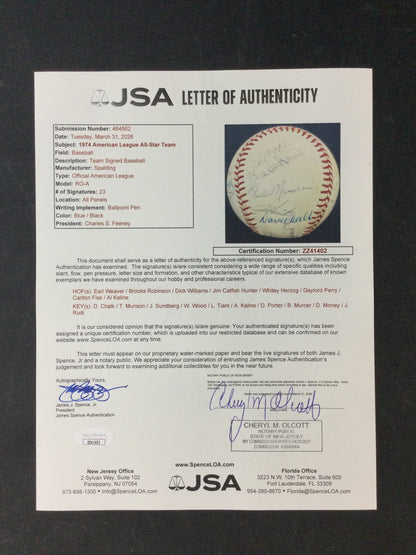 Thurman Munson Signed Baseball 1974 All-Star Spalding Baseball w/Fisk, Kaline, Weaver++