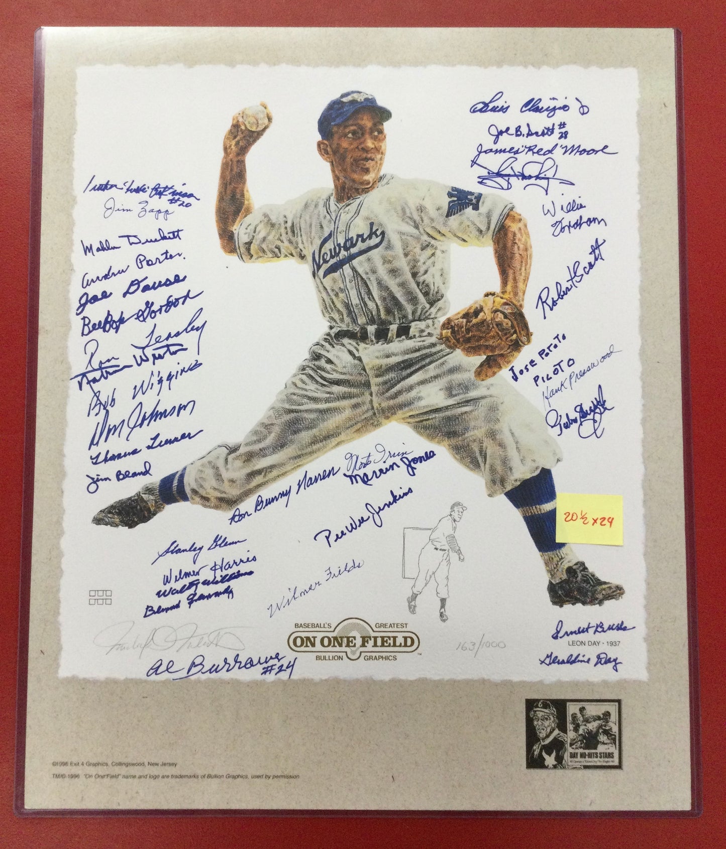 Leon Day 20x24 Litho with 35+ Negro League Great Autographs Newark Eagles
