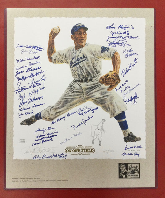 Leon Day 20x24 Litho with 35+ Negro League Great Autographs Newark Eagles
