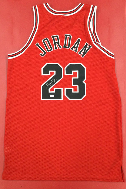 Michael Jordan SIGNED Red Jersey Both UDA and JSA Certified Chicago Bulls HOF