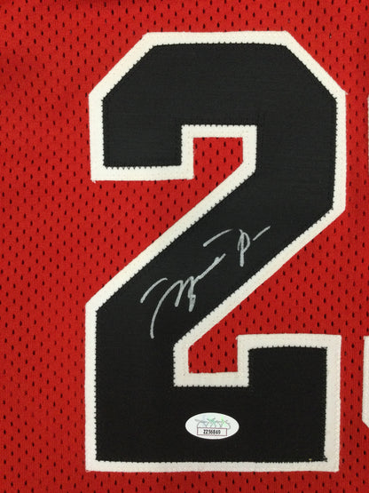 Michael Jordan SIGNED Red Jersey Both UDA and JSA Certified Chicago Bulls HOF