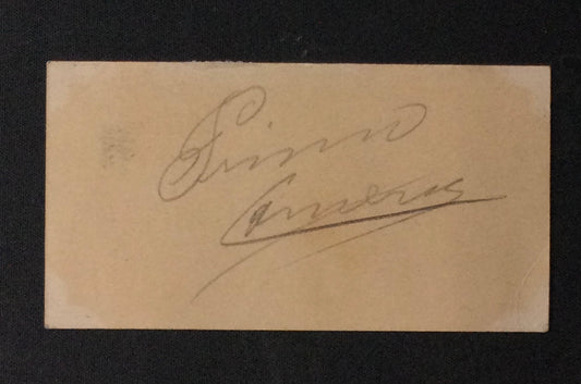 Primo Carnera Professional Boxer Rare Signed Business Card from 1930's (d.1967) JSA LOA