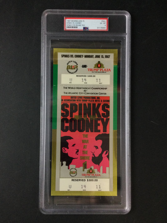 Michael Spinks Vs. Gerry Cooney 1987 Boxing Full Ticket, PSA 6 POP 1 None Higher