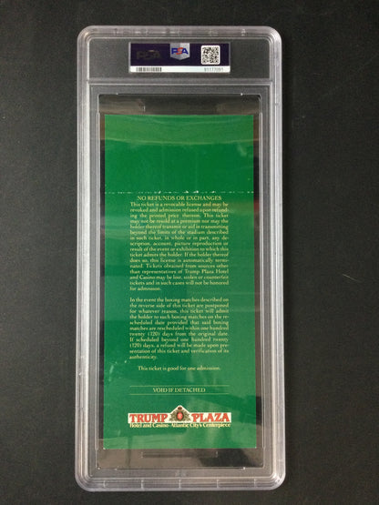 Mike Tyson vs. Larry Holmes Gold Border Full Ticket, Signed by Tyson PSA 7, 1988 Boxing RARE