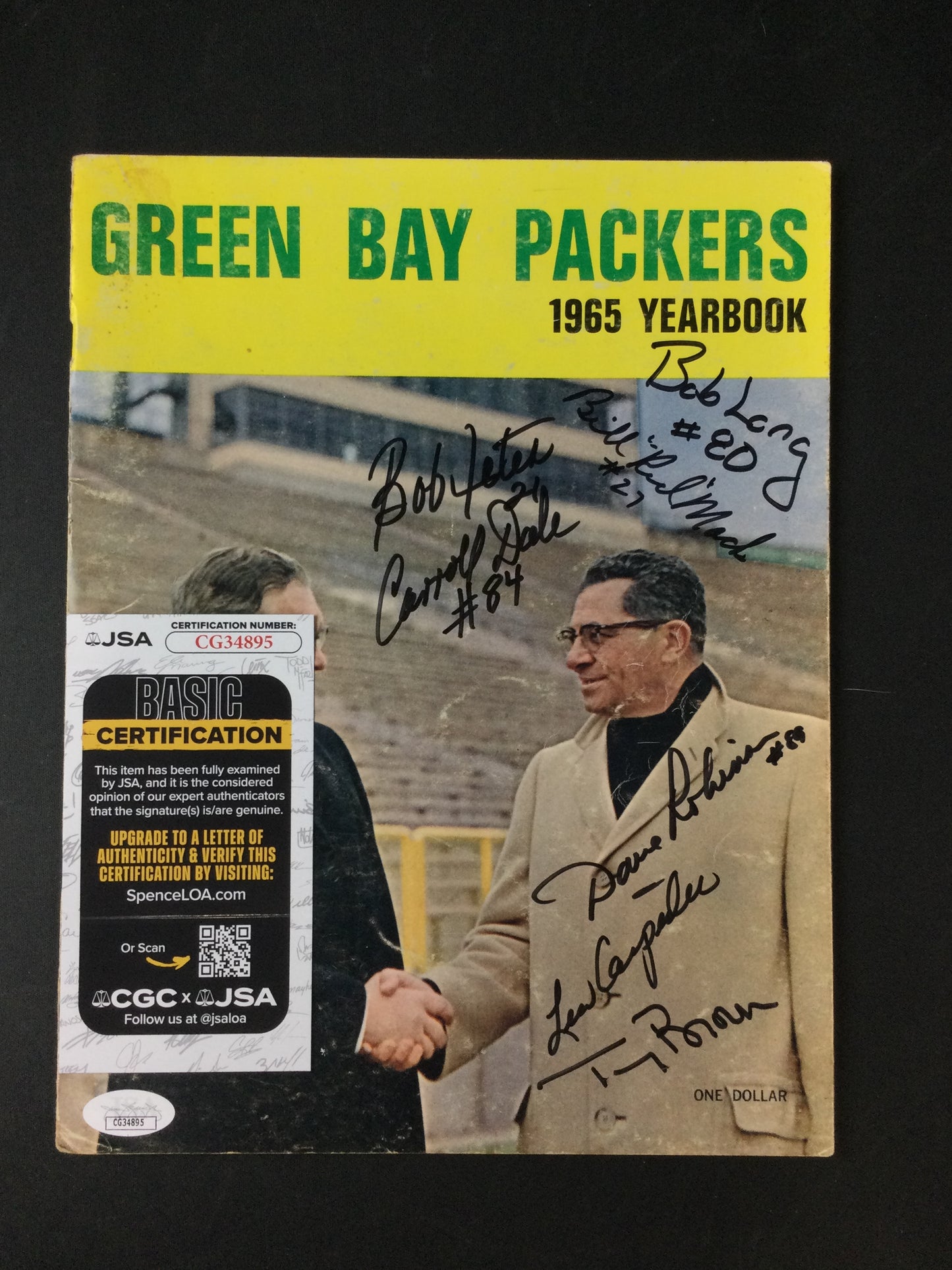 Green Bay Packers 1965 Yearbook with multiple autographs JSA, Vince Lombardi & Owner Cover