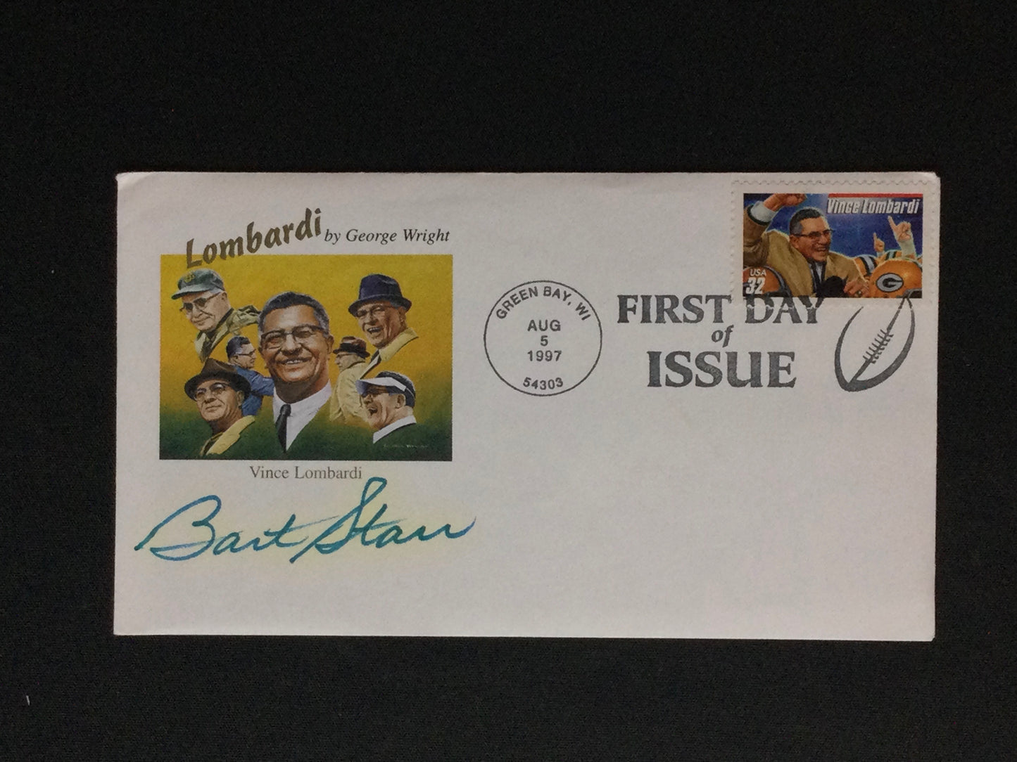 Green Bay Packers Bart Starr Signed FDC Card with Vince Lombardi Letterhead JSA