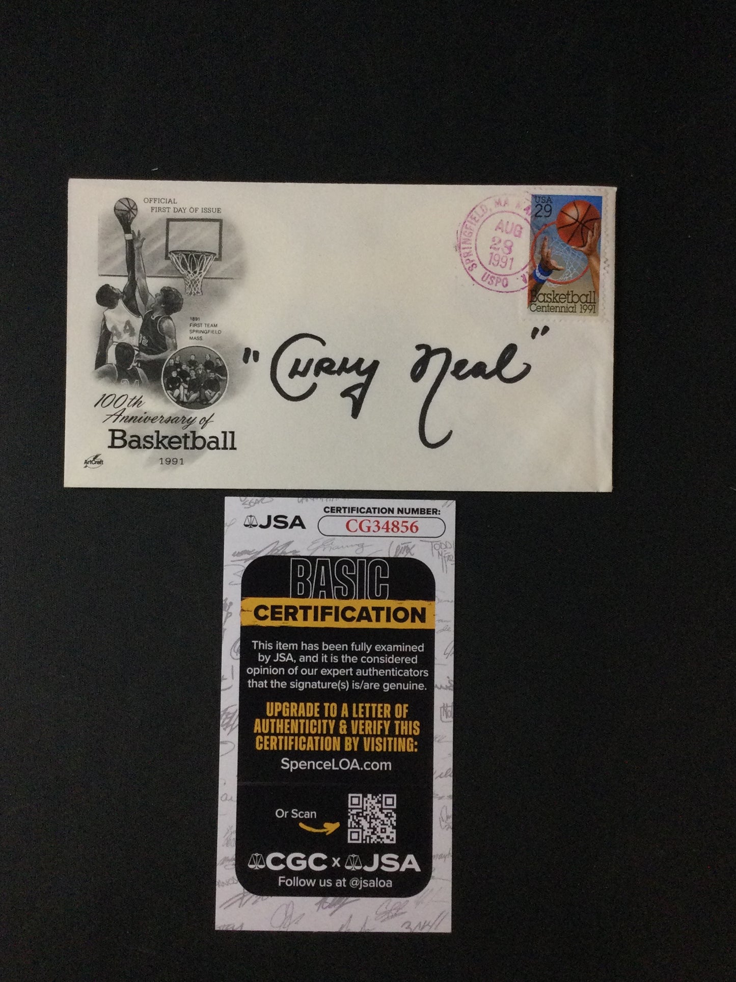 Harlem Globetrotters Curly Neal Signed First Day Cover 100th yr NBA Anniversary JSA