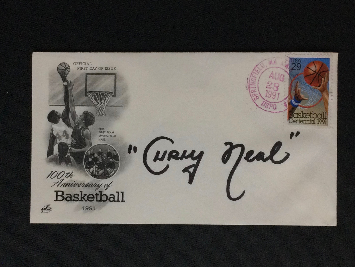 Harlem Globetrotters Curly Neal Signed First Day Cover 100th yr NBA Anniversary JSA