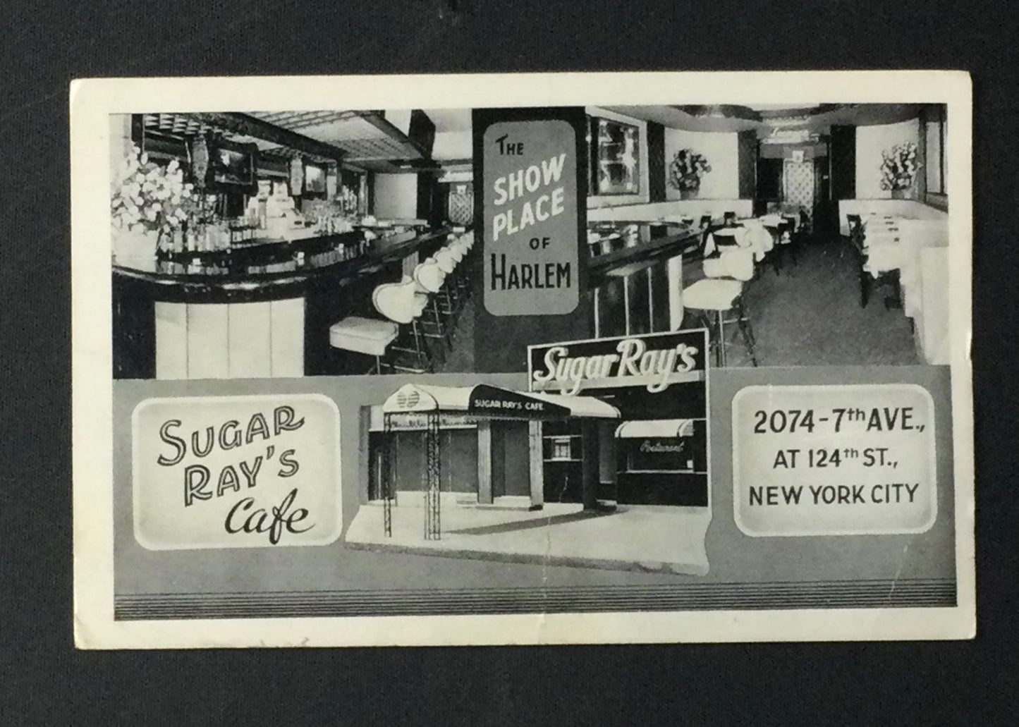 Sugar Ray Robinson Original 1950's Restaurant Postcard SIGNED JSA LOA BOXING HOF