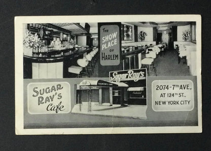 Sugar Ray Robinson Original 1950's Restaurant Postcard SIGNED JSA LOA BOXING HOF