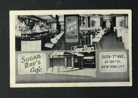 Sugar Ray Robinson Original 1950's Restaurant Postcard SIGNED JSA LOA BOXING HOF