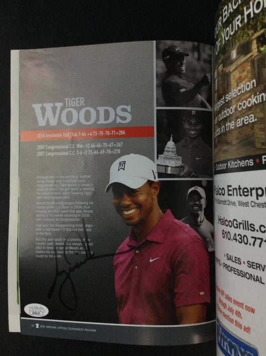 Tiger Woods SIGNED AT&T National Program in 2011 JSA LOA Golf