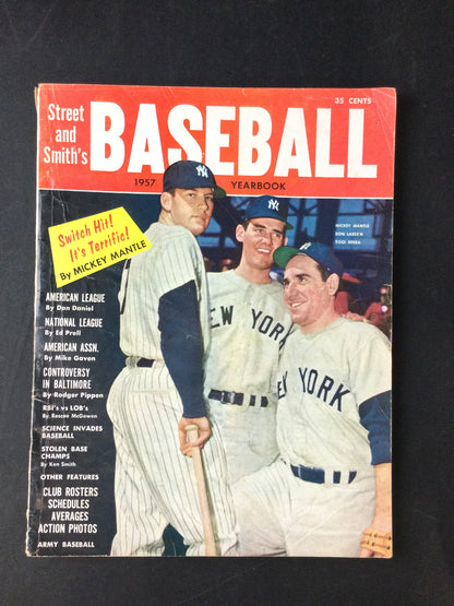 Mickey Mantle, Yogi Berra & Larsen 1957 Street and Smith's Magazine New York Yankees