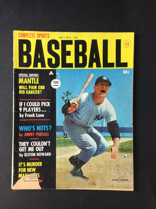 Mickey Mantle 1962 Complete Baseball Magazine New York Yankees "Will Pain End His Career?"