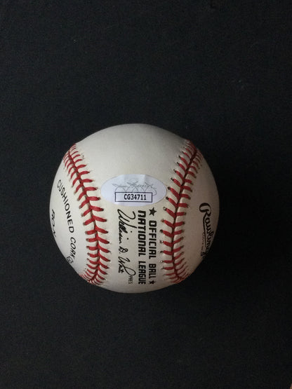 Enos Slaughter SIGNED Baseball St. Louis Cardinals w/Rare "HOF 1985" JSA Certified