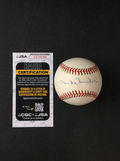 Duke Snider SIGNED Baseball Brooklyn Dodgers HOF JSA Certified