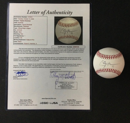 Clayton Kershaw SIGNED "22" Baseball L.A. Dodgers Future HOF JSA LOA