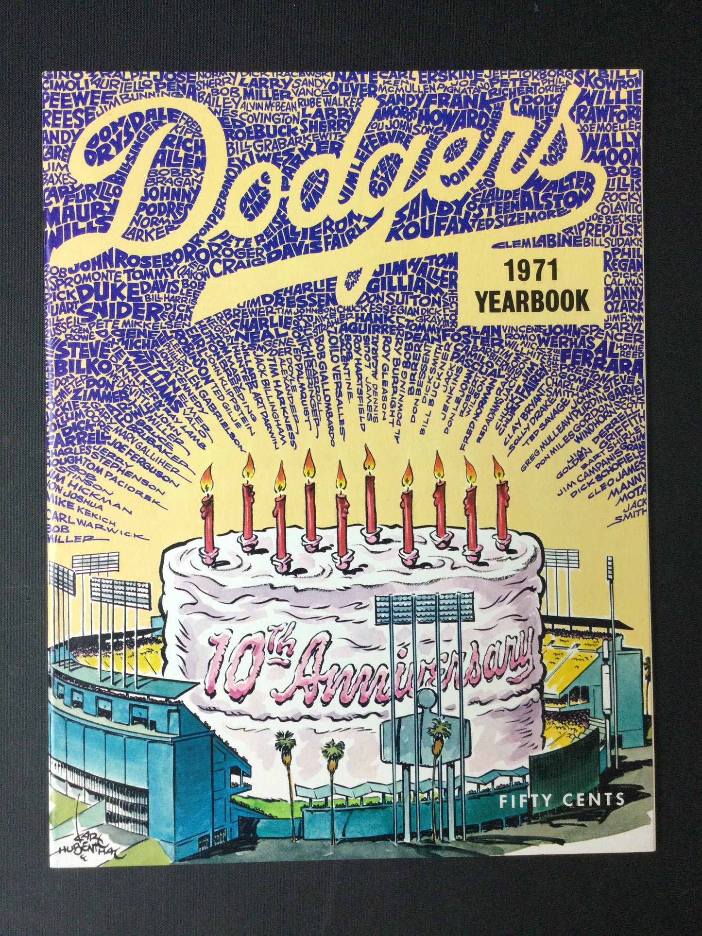 1971 L.A. Dodgers Yearbook, 10th Anniversary High Grade