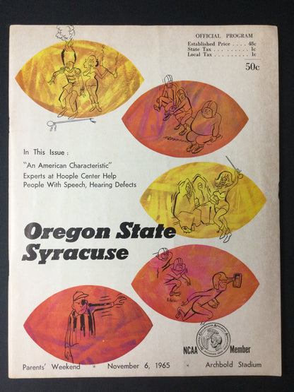 Oregon State Football vs Syracuse 11-6-65 Program w/Floyd Little
