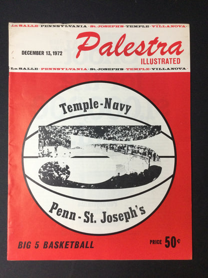 Big 5 1972 Basketball Program Penn Vs. St. Joseph's Palestra Illustrated
