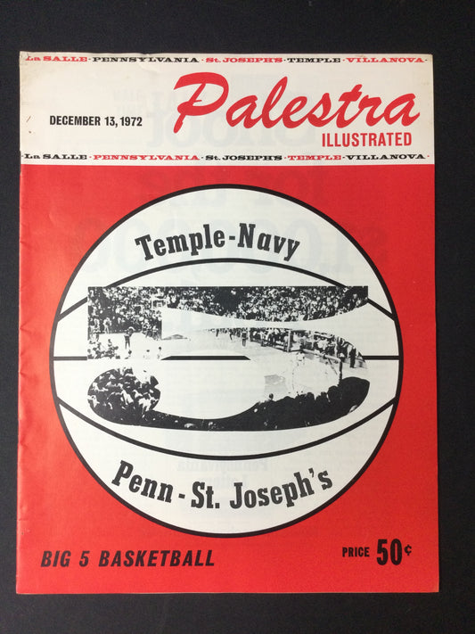 Big 5 1972 Basketball Program Penn Vs. St. Joseph's Palestra Illustrated