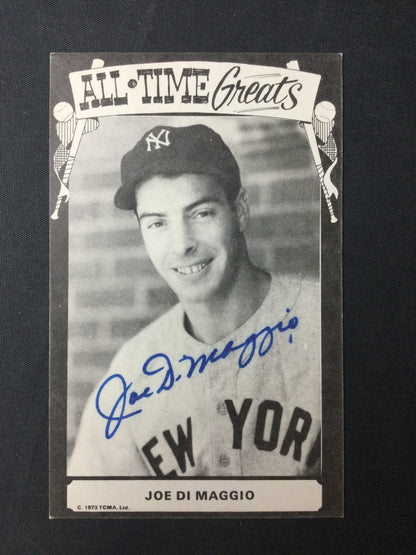 Joe DiMaggio 1973 TCMA All-Time Greats SIGNED Postcard JSA LOA MINT Auto