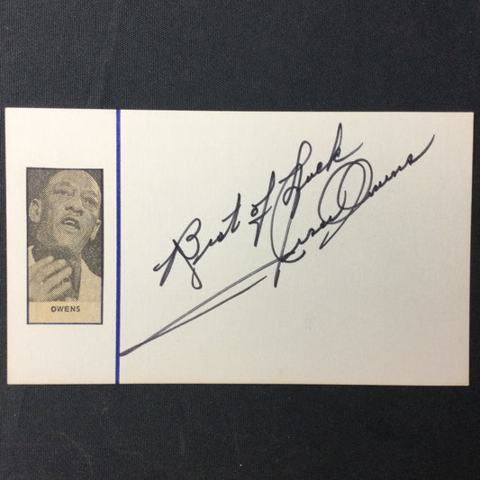 Jesse Owens Olympic Track Star/Ohio State Signed index Card (d.1980) JSA LOA