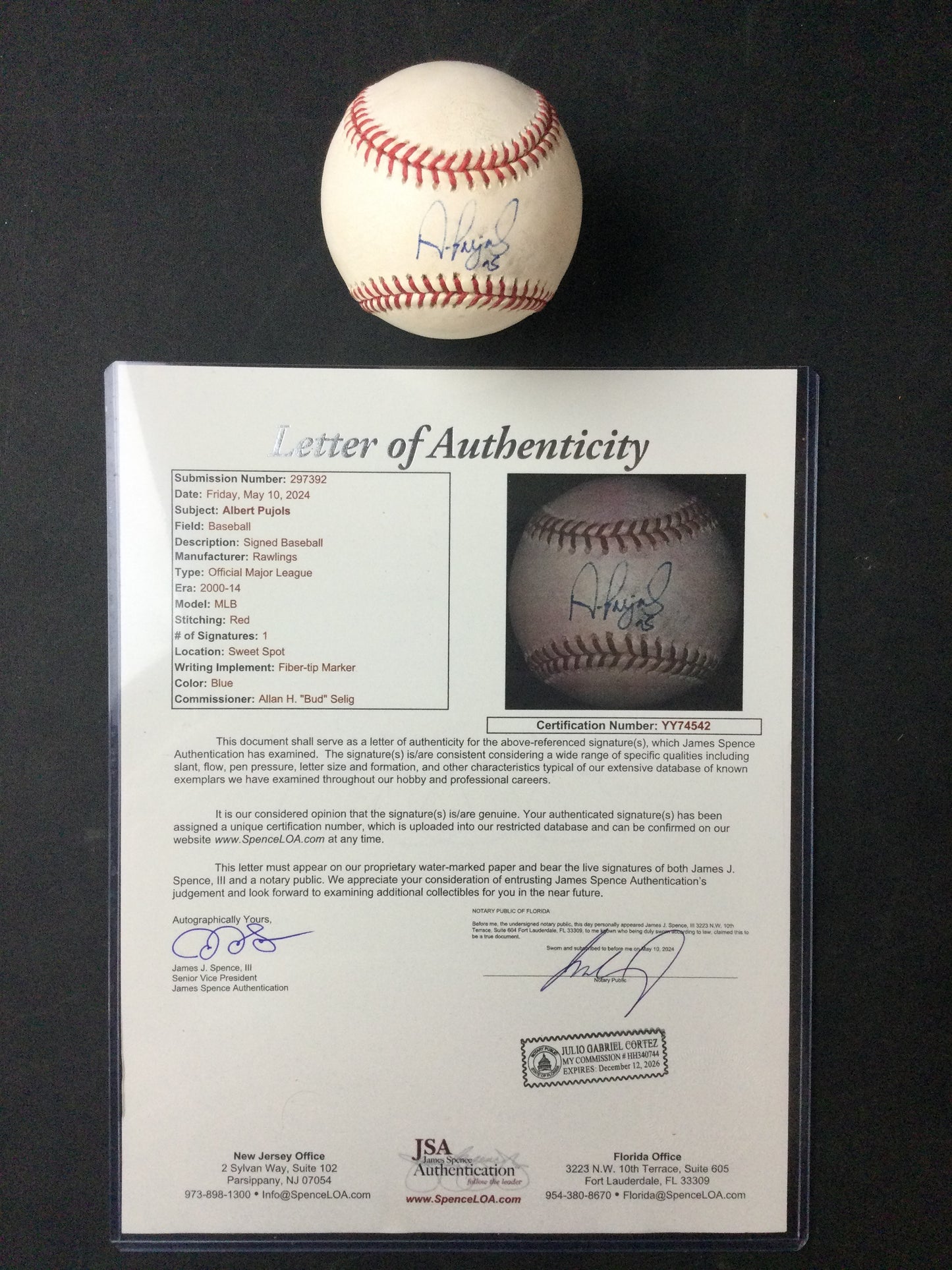 Albert Pujols #5 Single Signed Baseball St. Louis Cardinals JSA LOA Auto