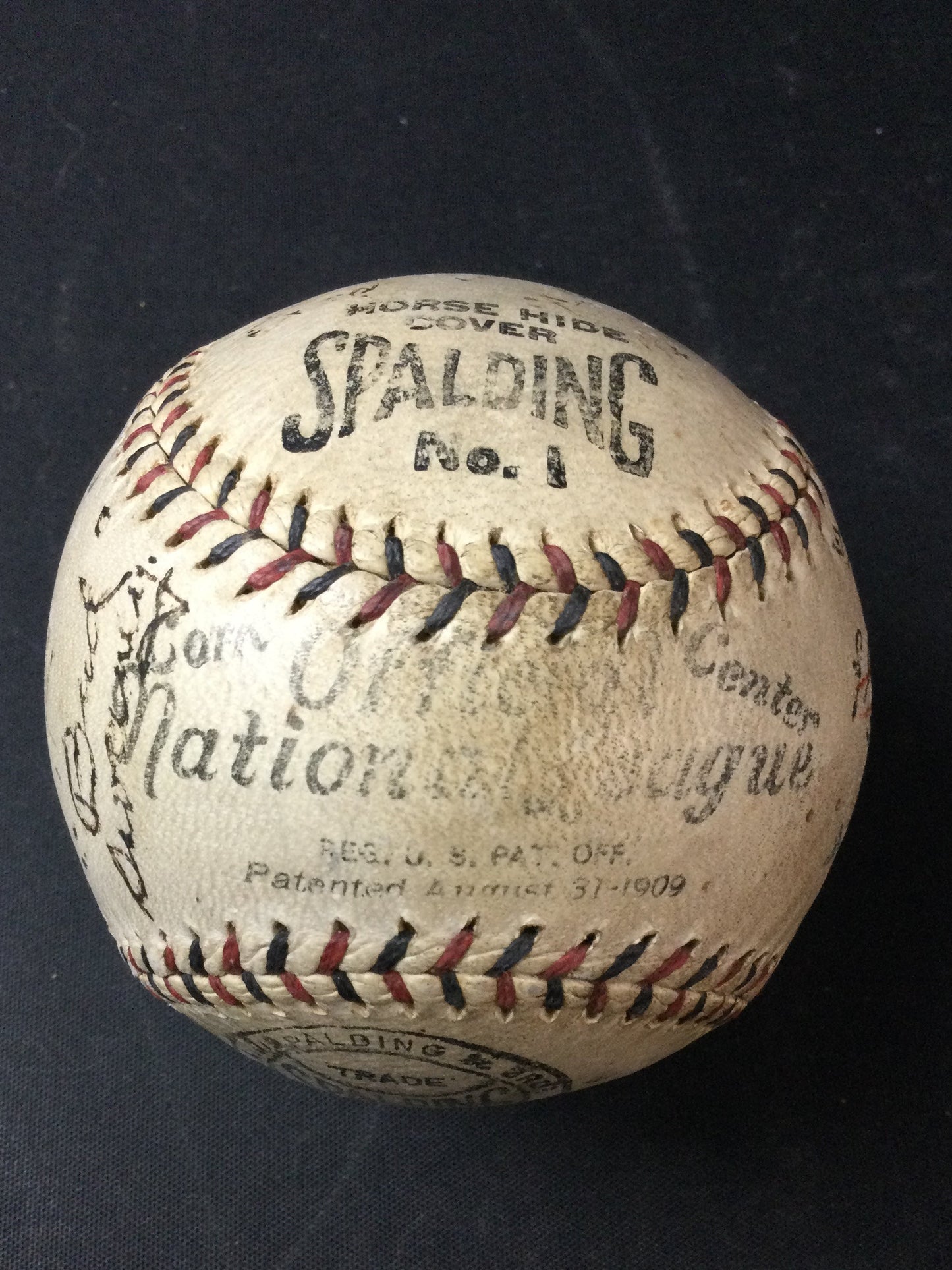 1924 Signed Game Used Umpire Spalding Baseball Ernie Quigley HOF, Bob Hart (d.1937) Bud Sweeney Debut